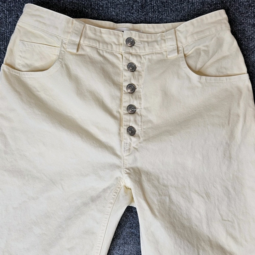 A.L.C. Women's Buttonfly Denim Pants Butter‎ Yellow Soft Size 8 Preppy City
